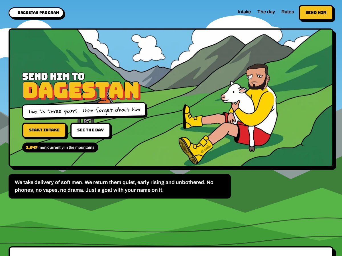 Landing-page snapshot of dagestanprogram.xyz