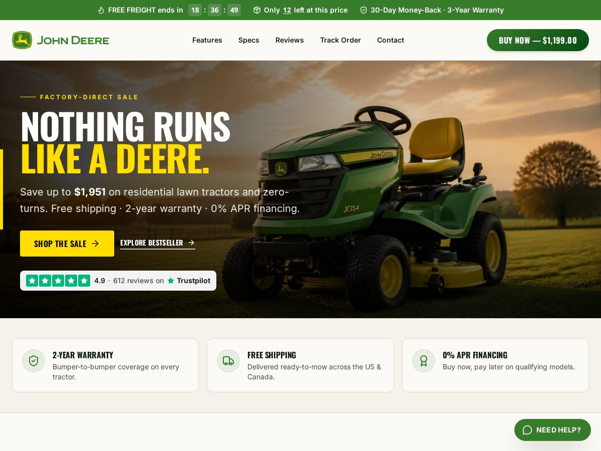 Landing-page snapshot of dee-re.shop