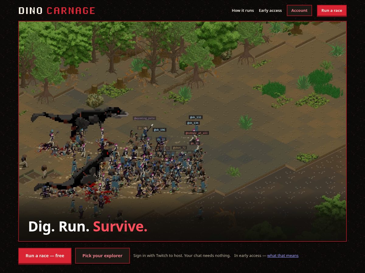 Landing-page snapshot of dinocarnage.com