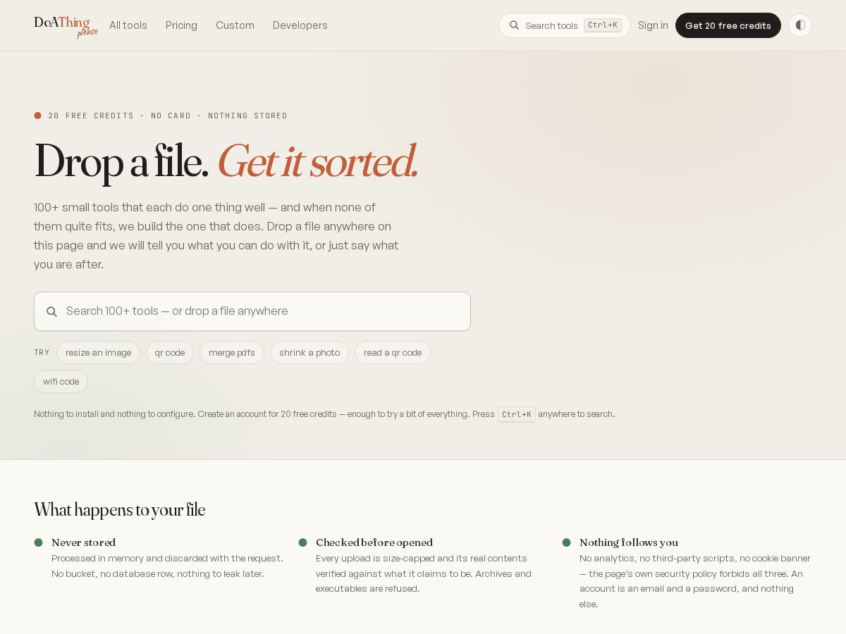 Landing-page snapshot of doathingplease.com