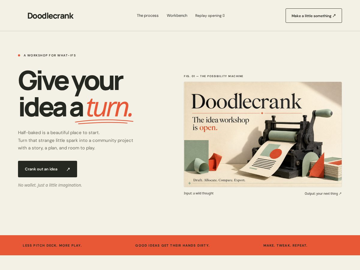 Landing-page snapshot of doodlecrank.xyz