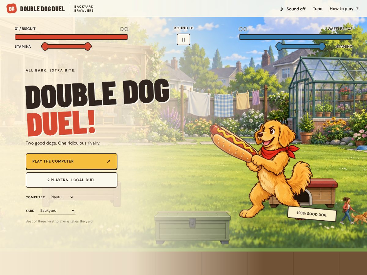 Landing-page snapshot of doubledogduel.com