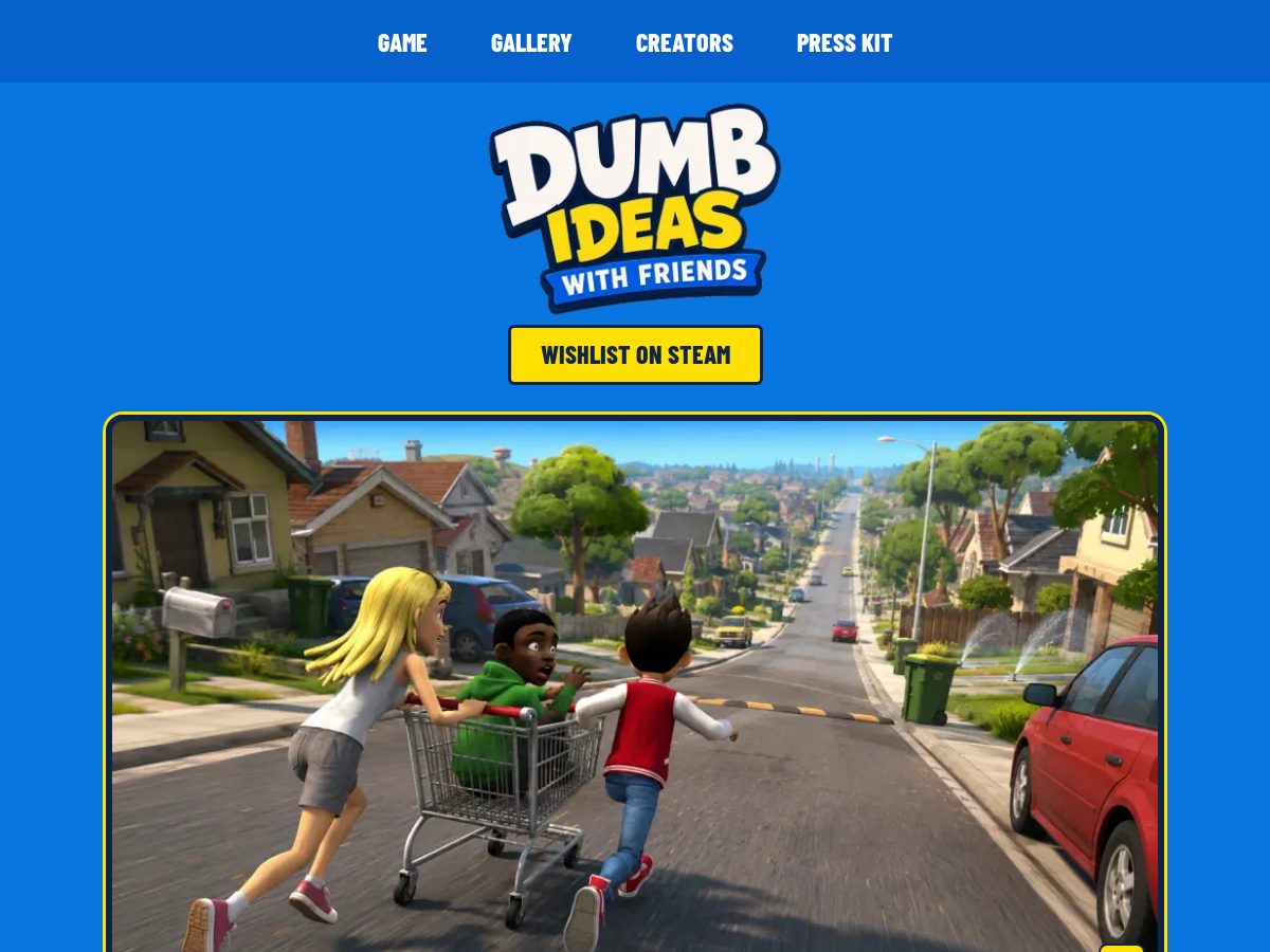 Landing-page snapshot of dumbideaswithfriends.com