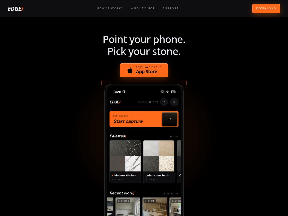 Landing-page snapshot of edgestoneapp.com