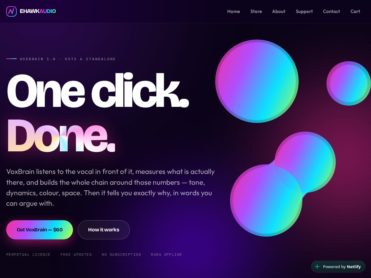Landing-page snapshot of ehawkaudio.com