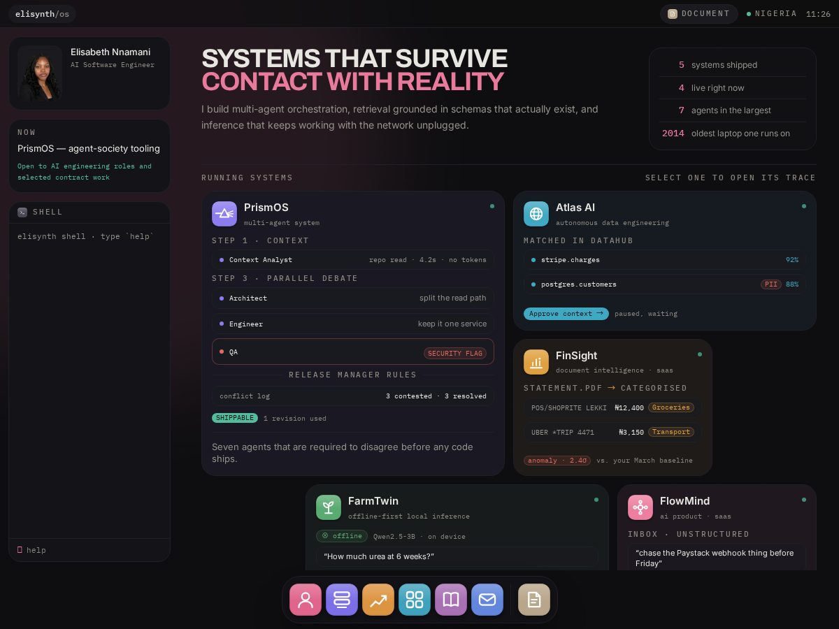 Landing-page snapshot of elisabethnnamani.dev