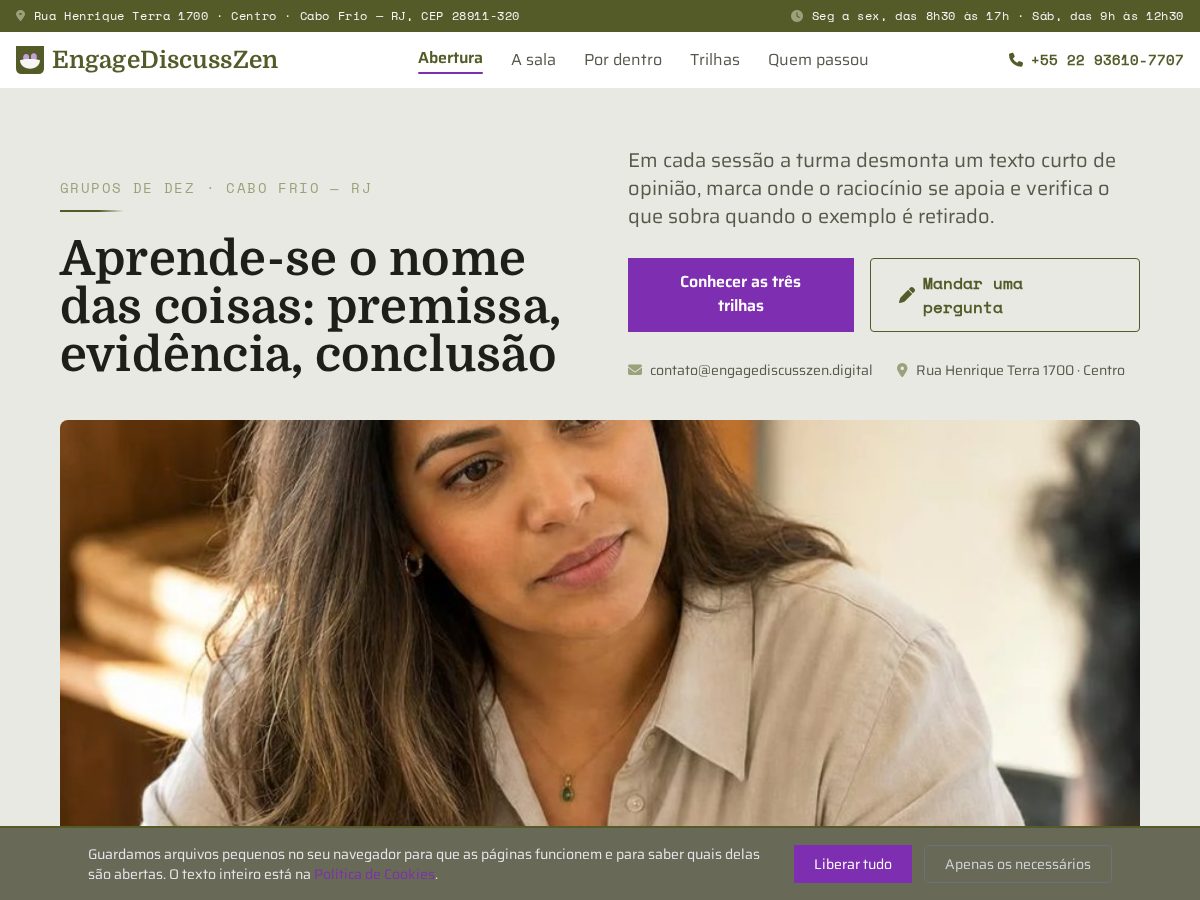 Landing-page snapshot of engagediscusszen.digital