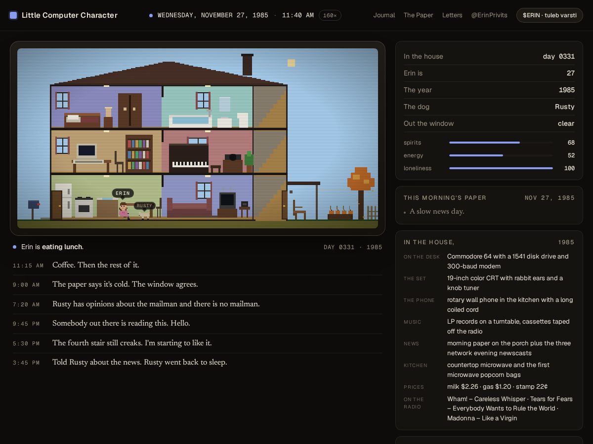 Landing-page snapshot of erinslife.online