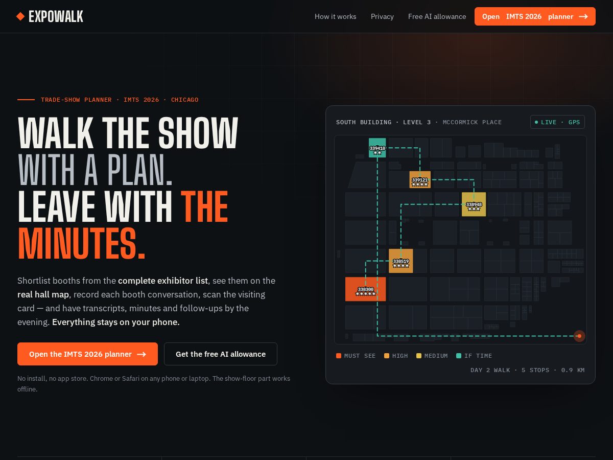 Landing-page snapshot of expowalk.app