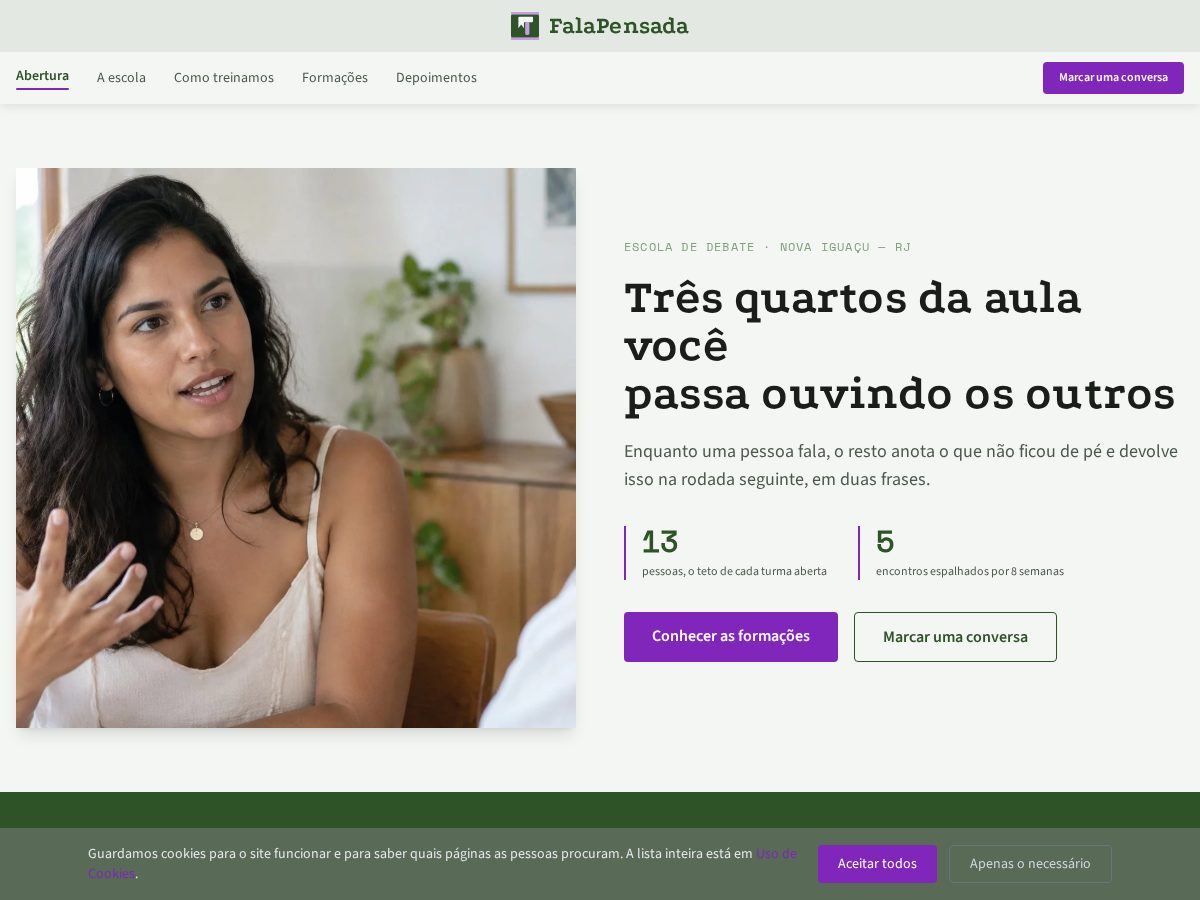 Landing-page snapshot of falapensada.digital