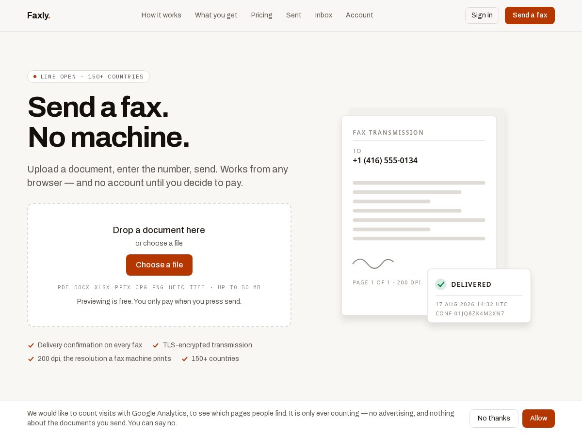 Landing-page snapshot of faxlypro.com
