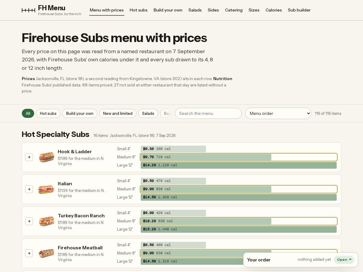 Landing-page snapshot of fhmenu.com