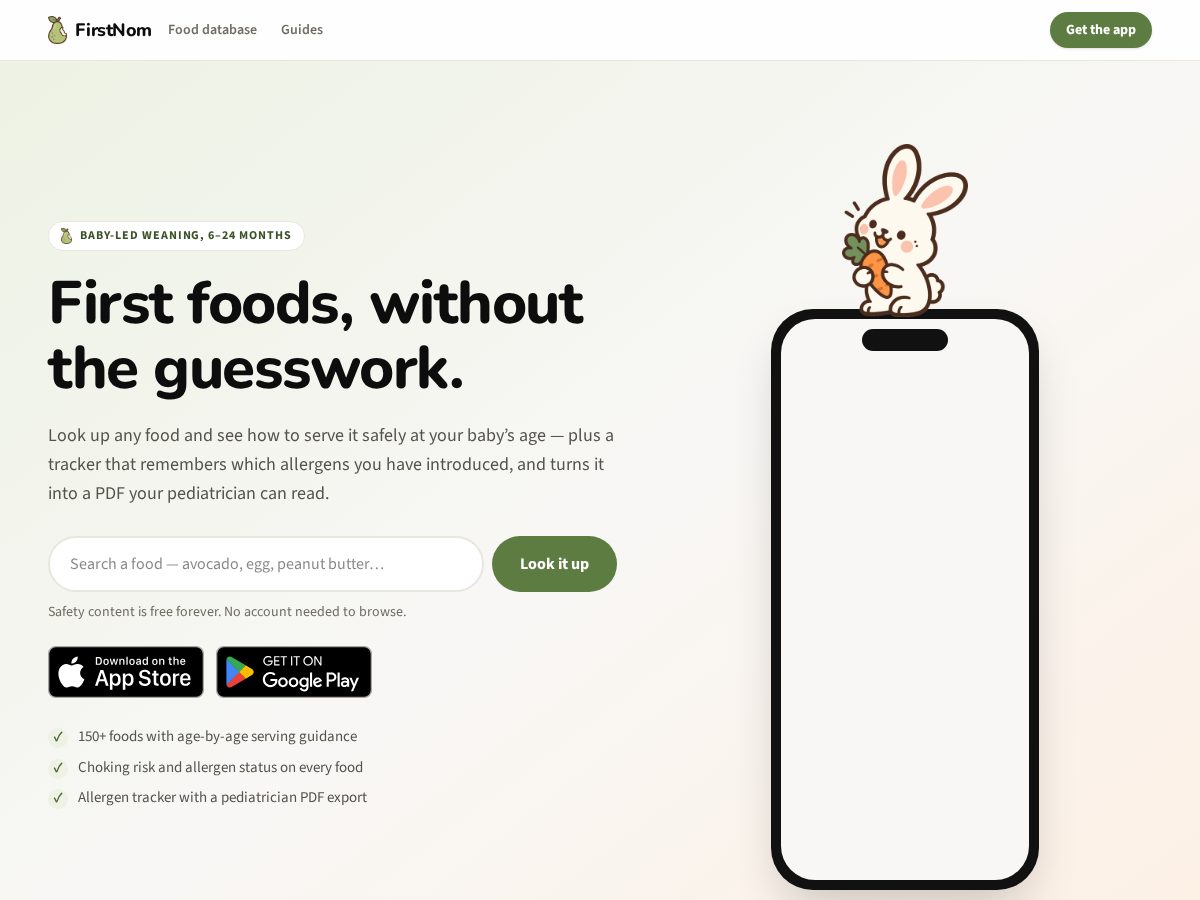 Landing-page snapshot of firstnom.app
