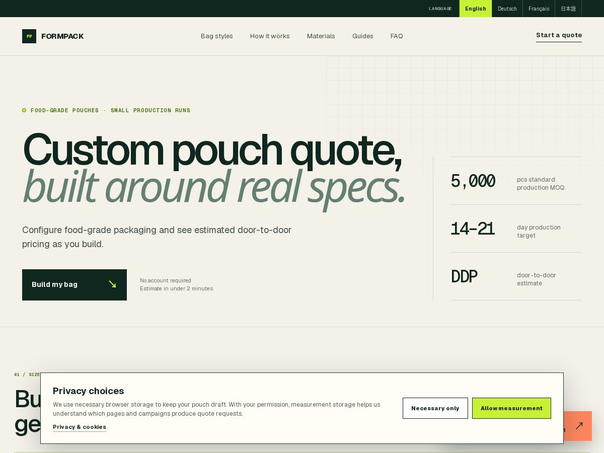 Landing-page snapshot of formpack.top