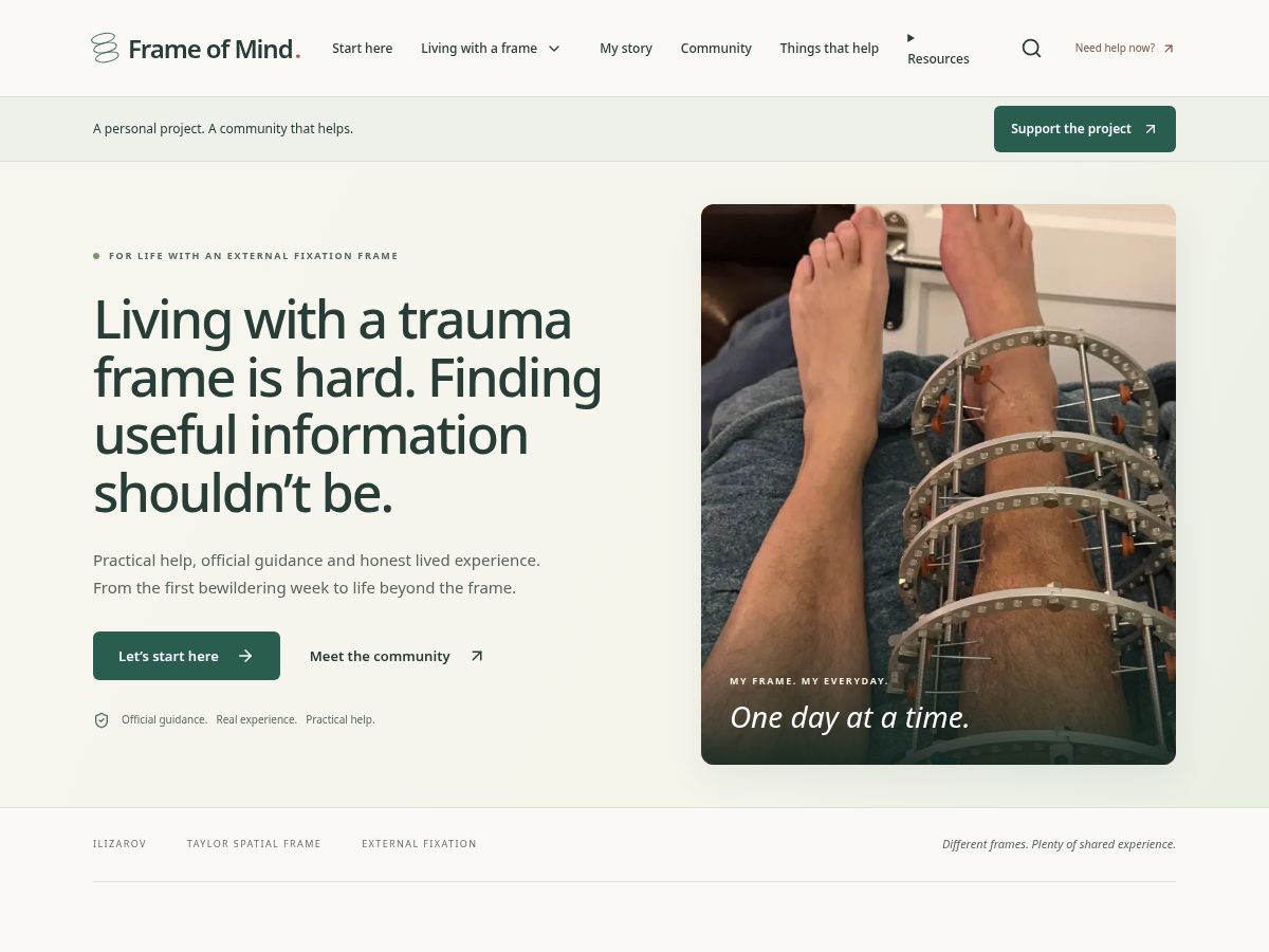 Landing-page snapshot of frameofmind.life