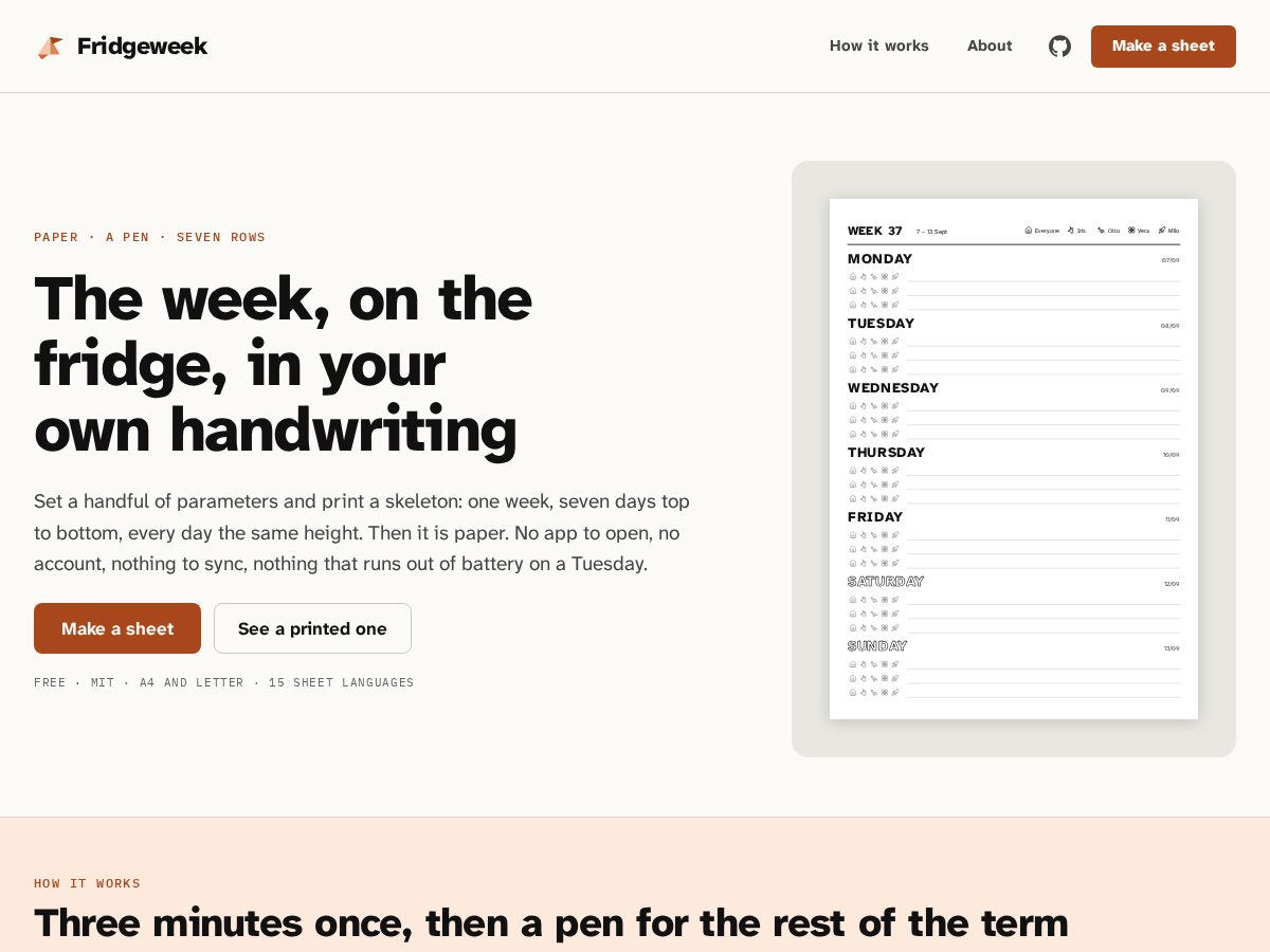Landing-page snapshot of fridgeweek.com