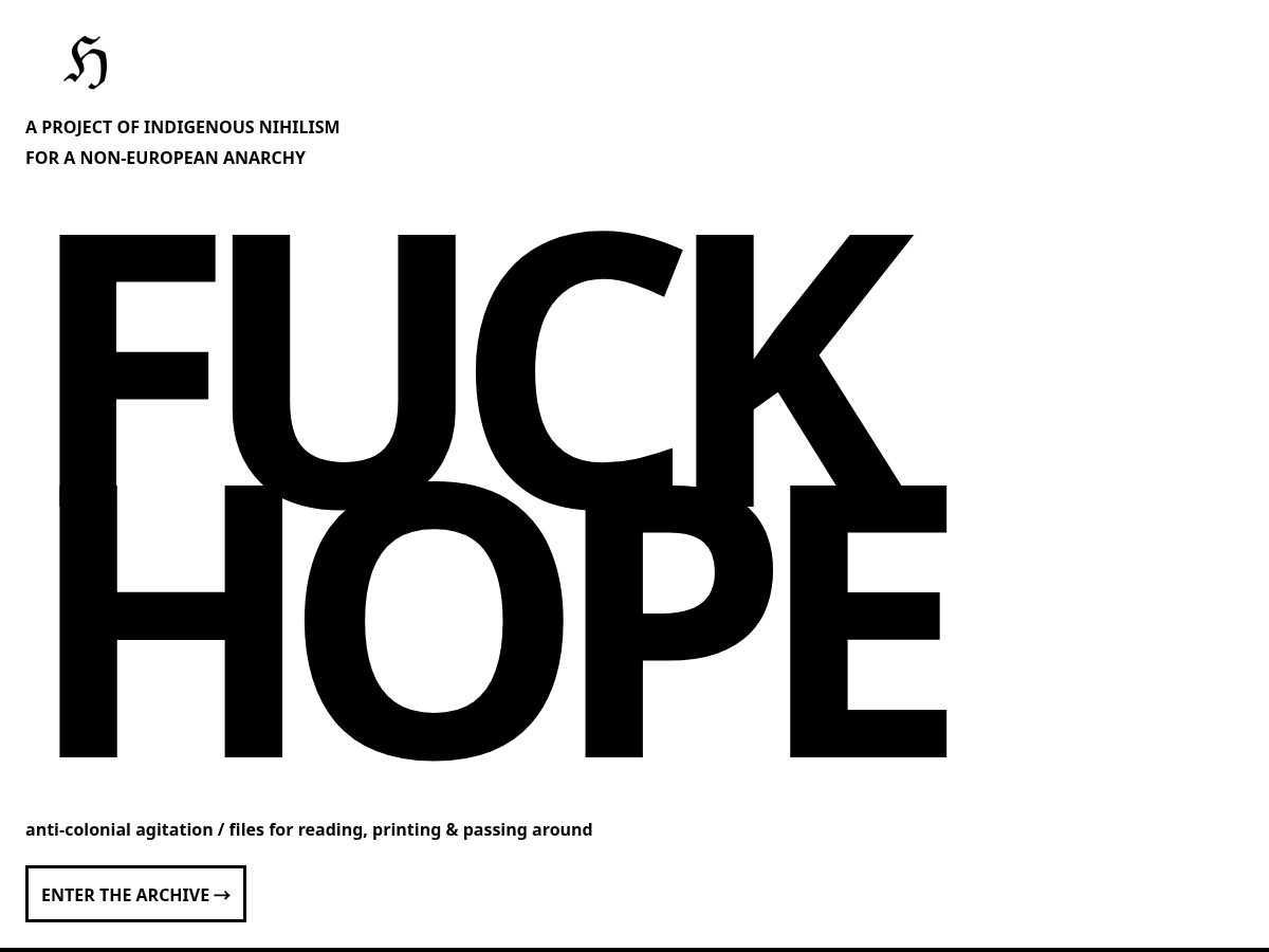 Landing-page snapshot of fuckhope.xyz