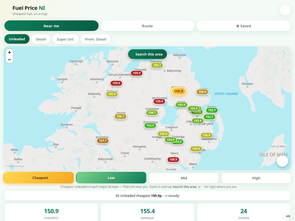 Landing-page snapshot of fuelpriceni.com