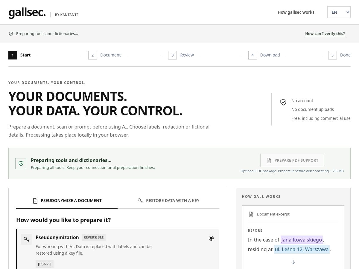 Landing-page snapshot of gallsec.com