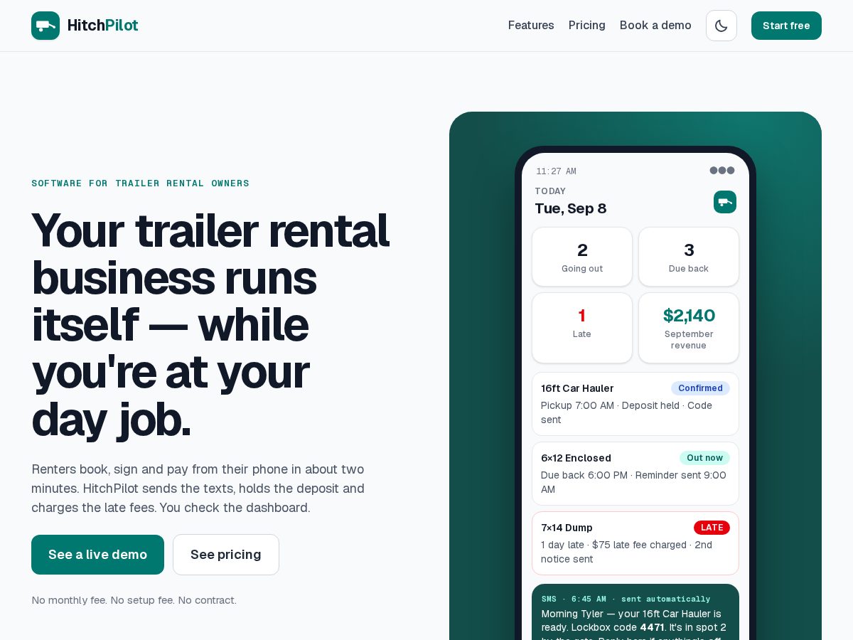 Landing-page snapshot of gethitchpilot.com