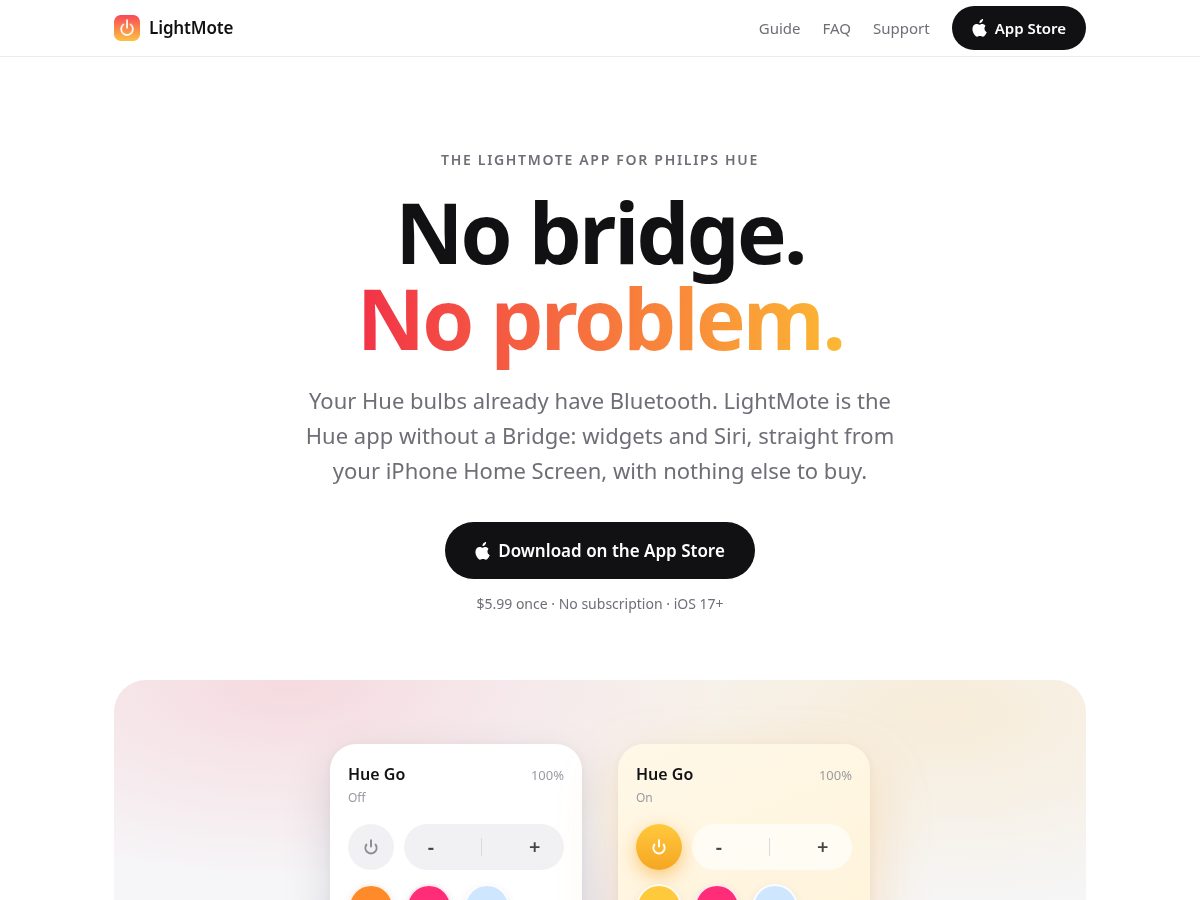 Landing-page snapshot of getlightmote.com