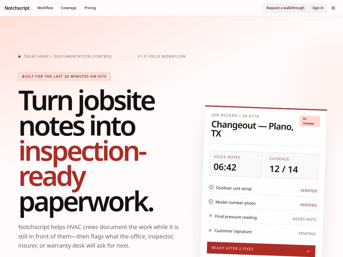Landing-page snapshot of getnotchscript.com
