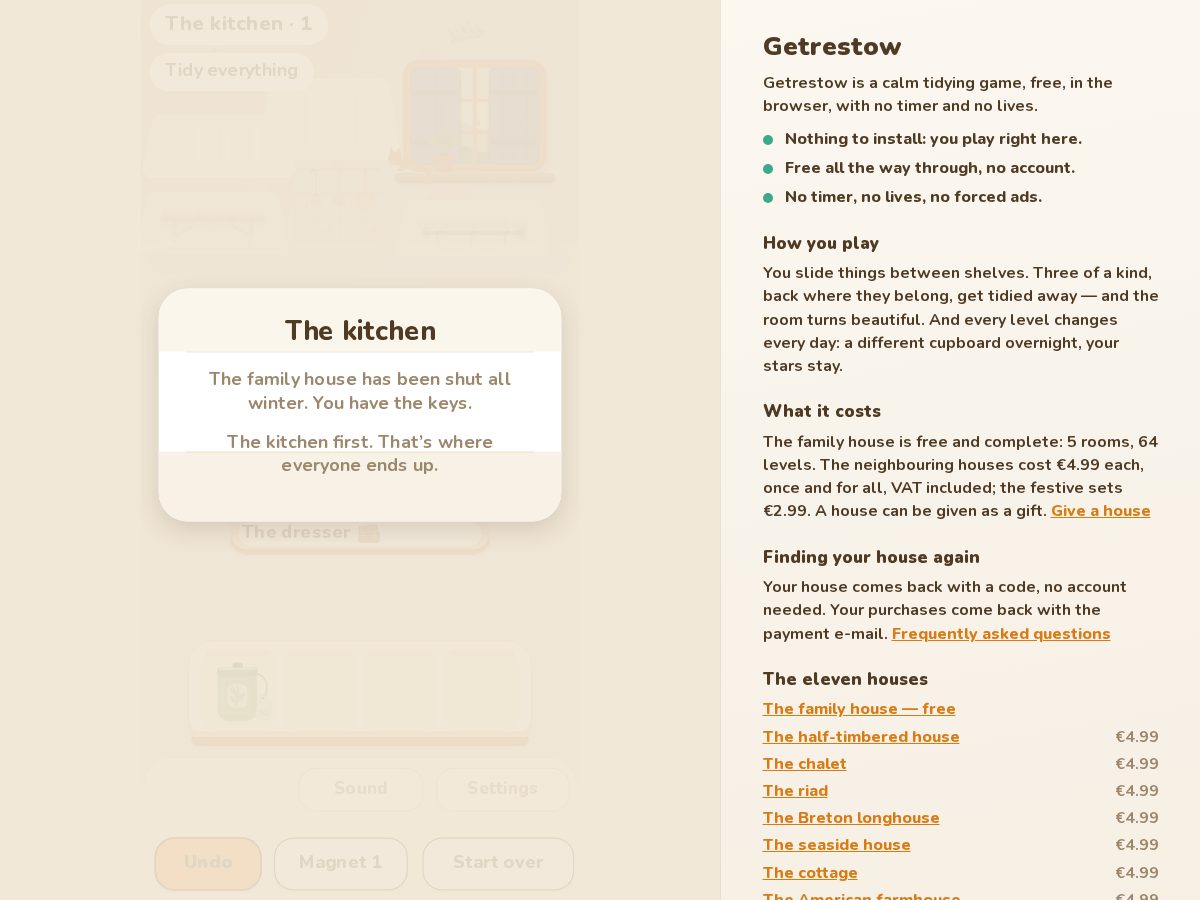 Landing-page snapshot of getrestow.com