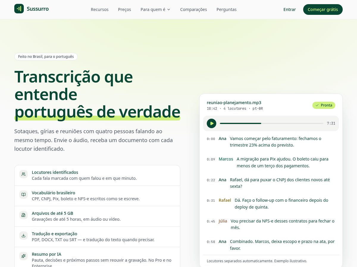 Landing-page snapshot of getsussuro.com