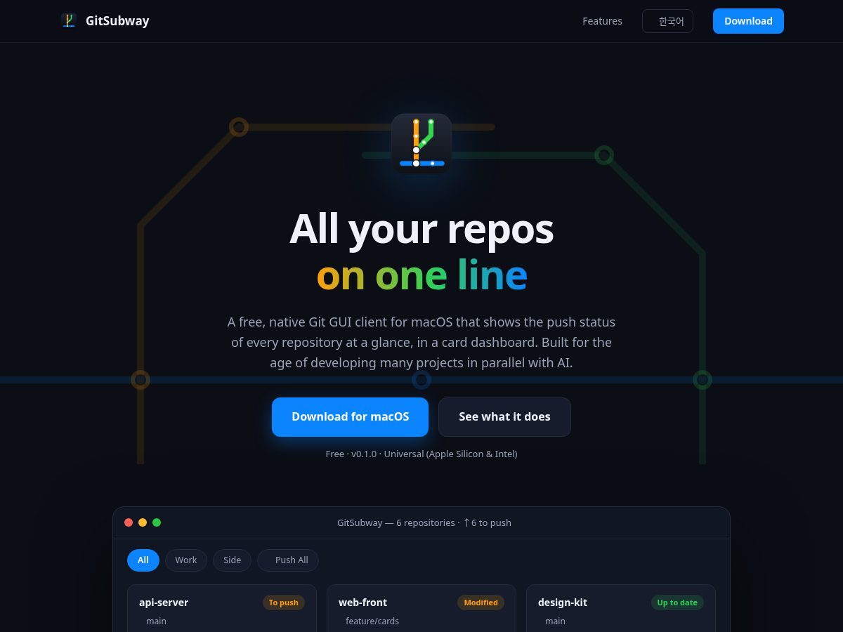 Landing-page snapshot of gitsubway.com