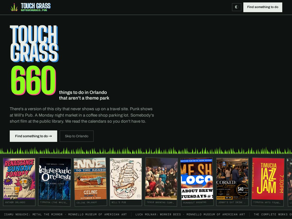 Landing-page snapshot of gotouchgrass.fun