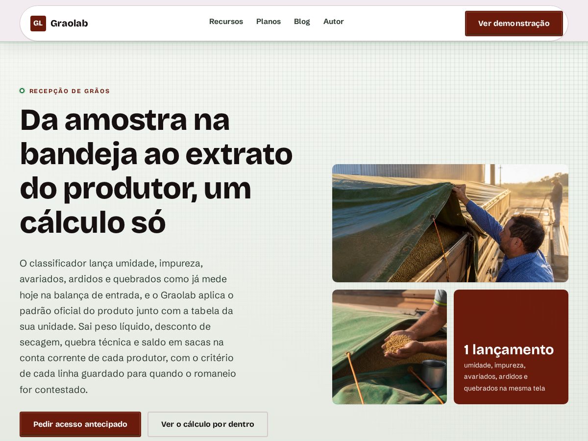 Landing-page snapshot of graolabrecebimento.com