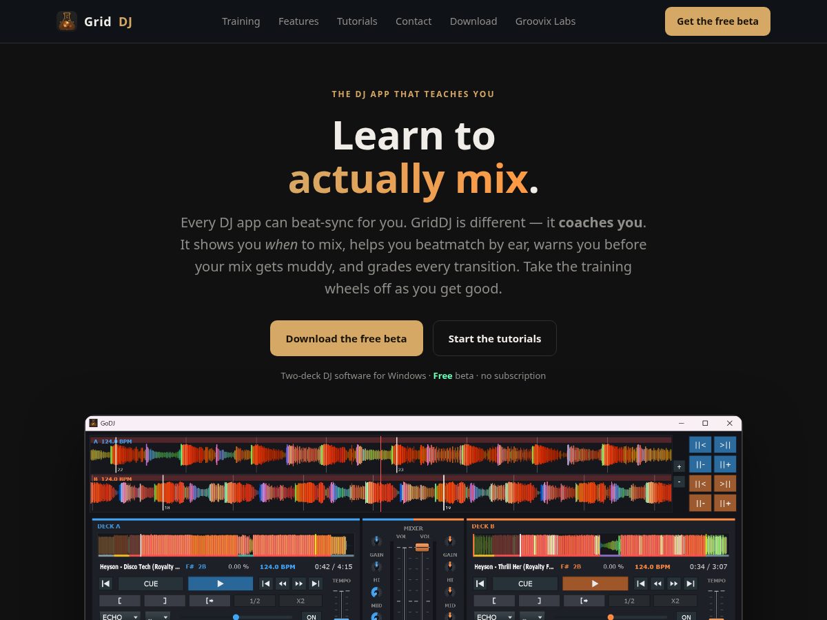 Landing-page snapshot of griddj.com