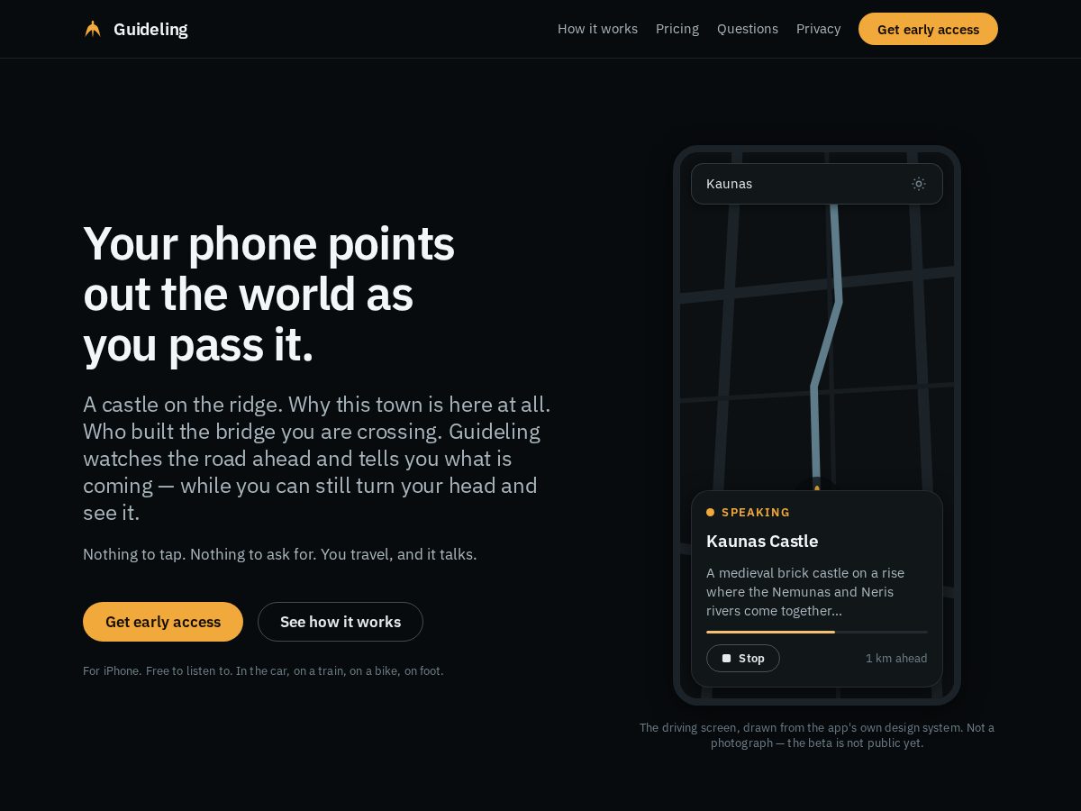 Landing-page snapshot of guideling.app
