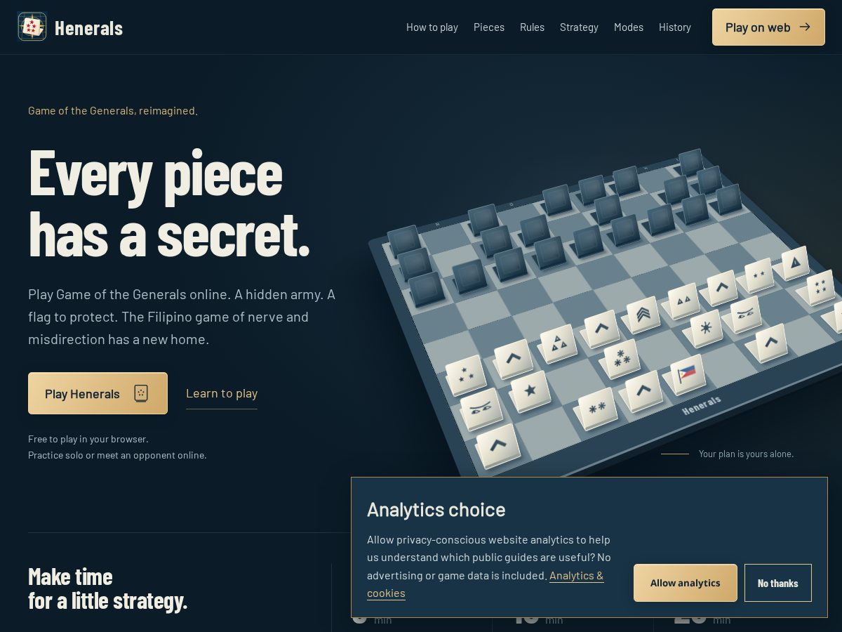 Landing-page snapshot of henerals.com