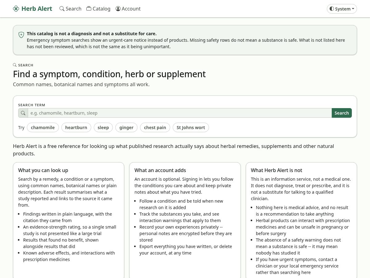 Landing-page snapshot of herbalert.net