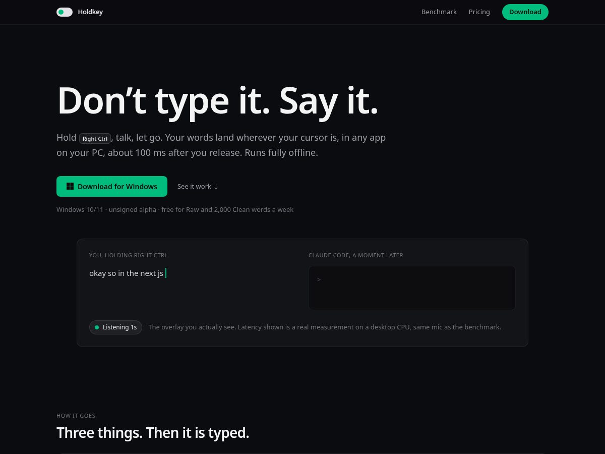 Landing-page snapshot of holdkey.app
