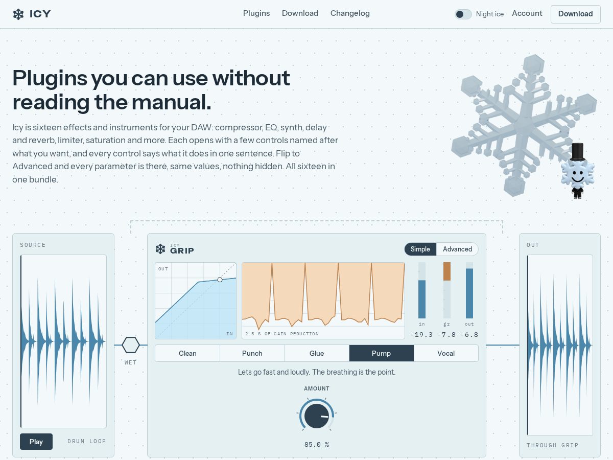 Landing-page snapshot of icyplugins.com