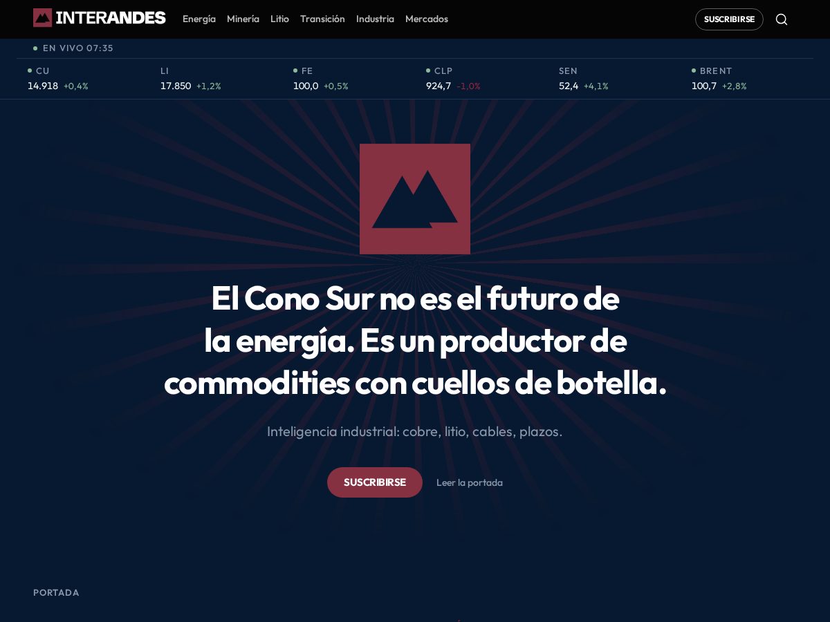 Landing-page snapshot of interandes.com