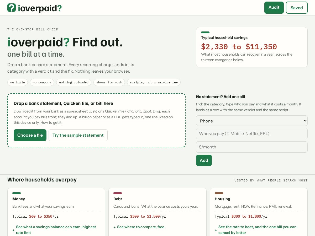 Landing-page snapshot of ioverpaid.com