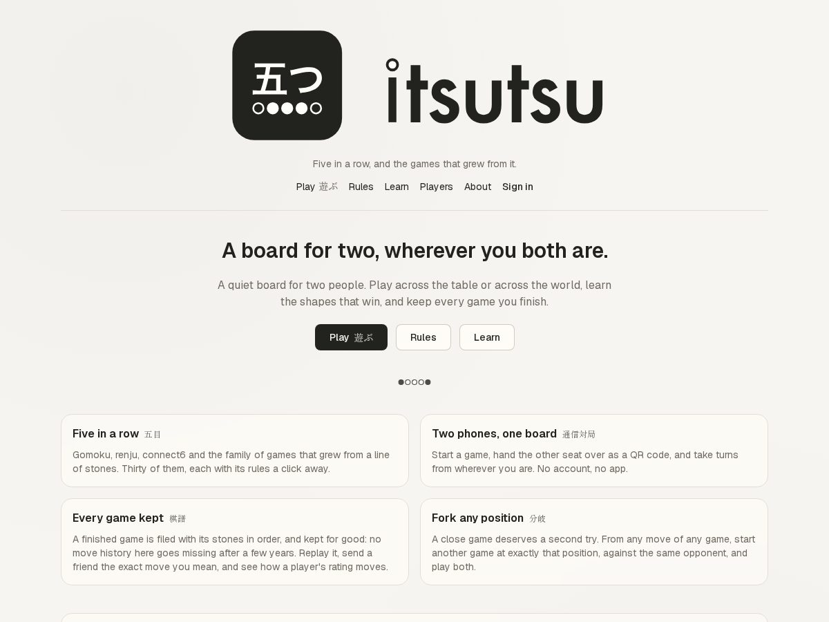 Landing-page snapshot of itsutsu.com