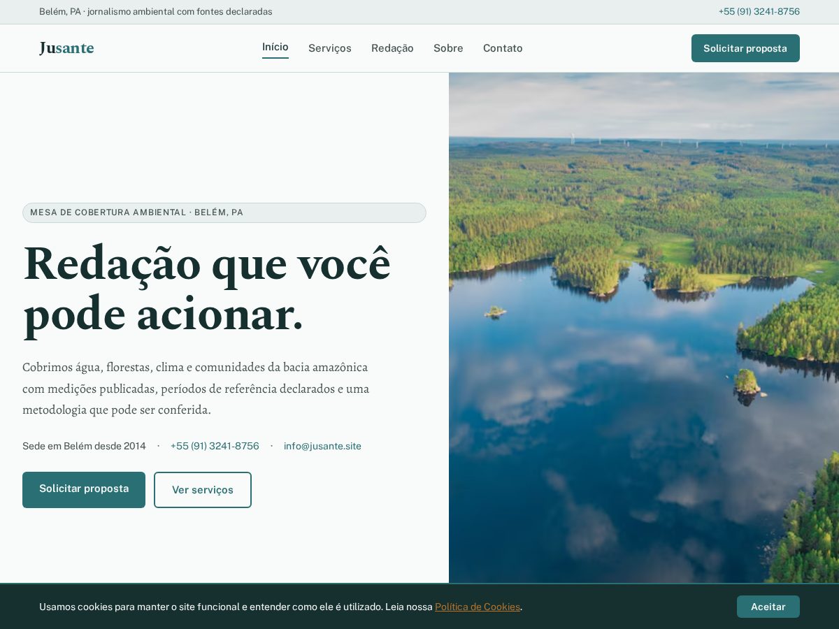 Landing-page snapshot of jusante.site