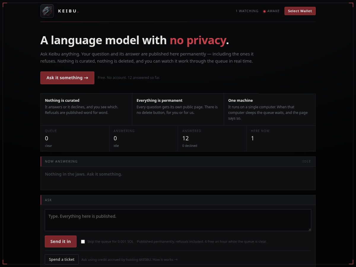 Landing-page snapshot of keibu.xyz