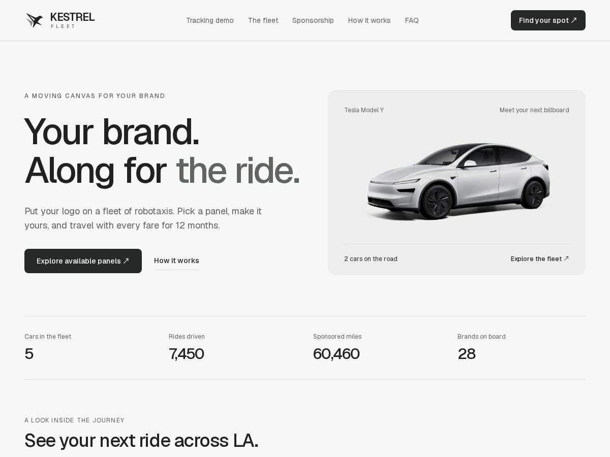 Landing-page snapshot of kestrelfleet.com