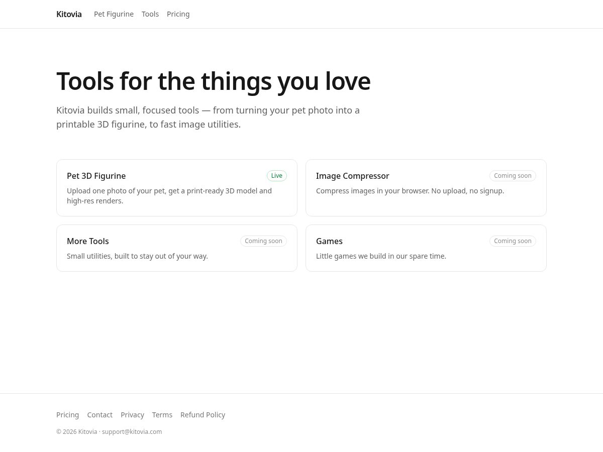 Landing-page snapshot of kitovia.com