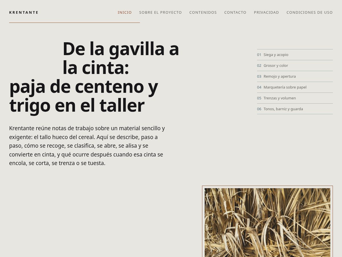 Landing-page snapshot of krentante.world