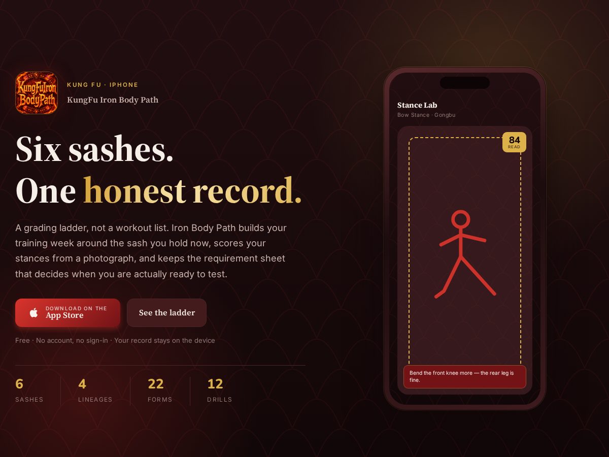 Landing-page snapshot of kungfuironbodypath.click