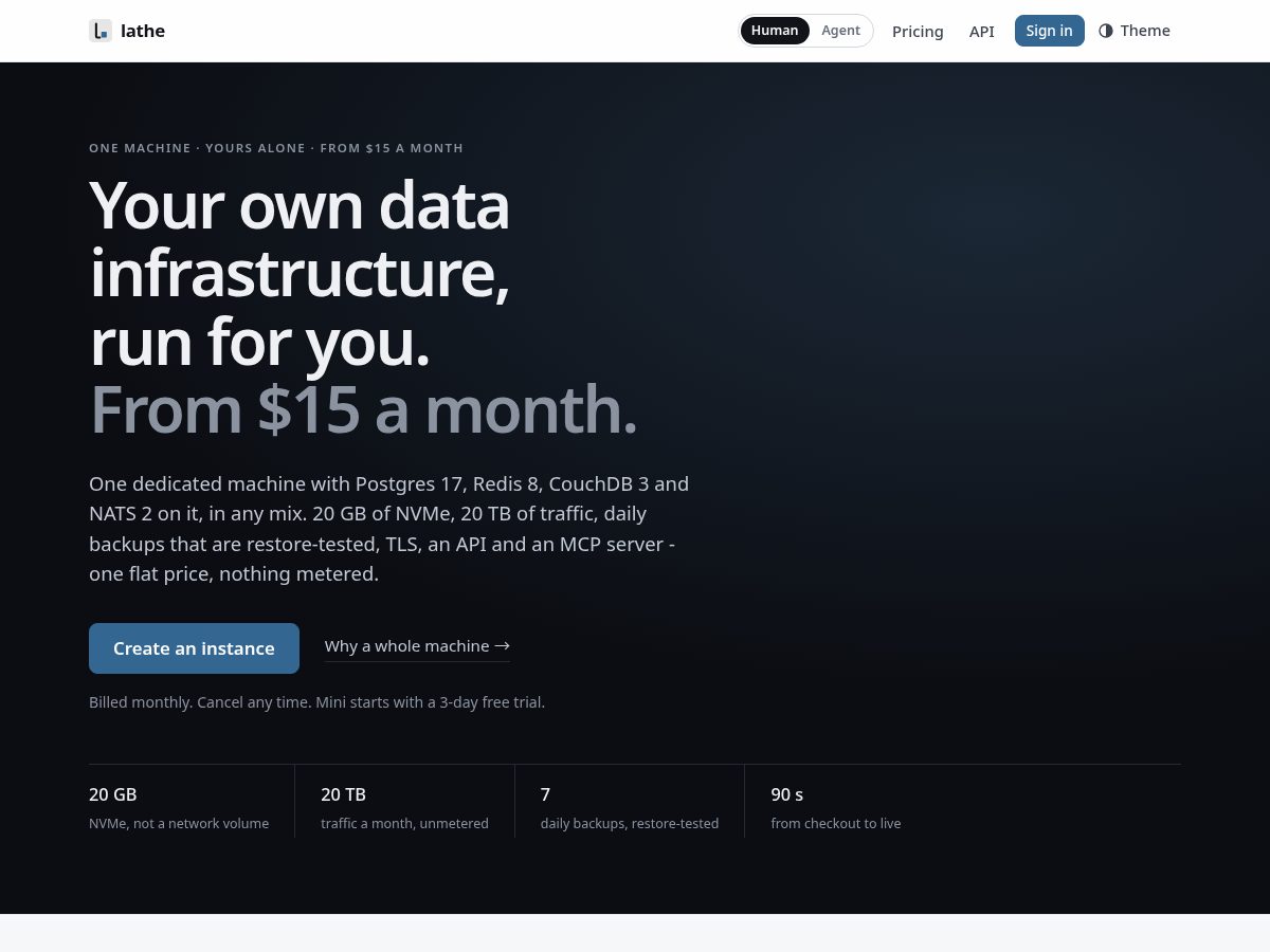 Landing-page snapshot of lathe.live