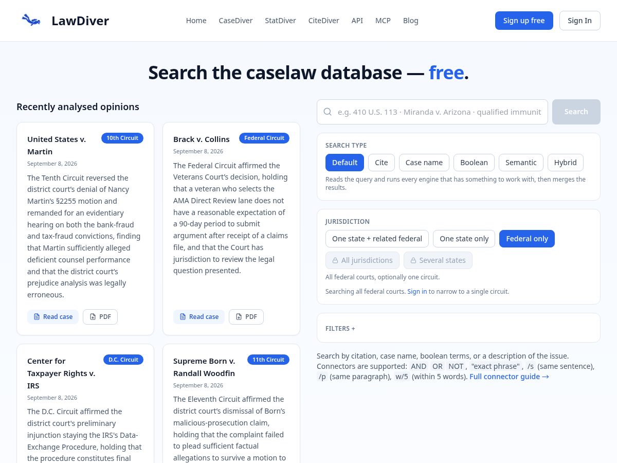 Landing-page snapshot of lawdiver.com