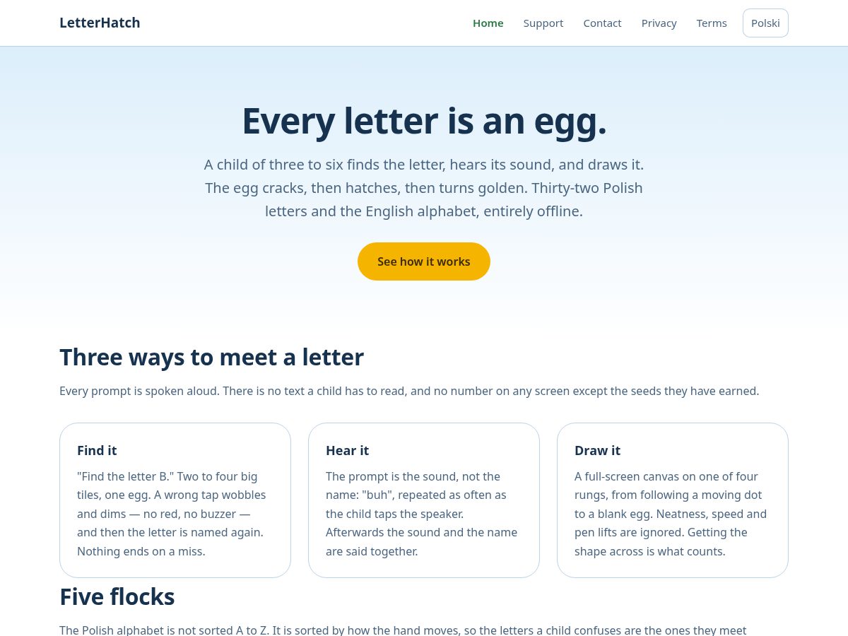 Landing-page snapshot of letterhatch.app