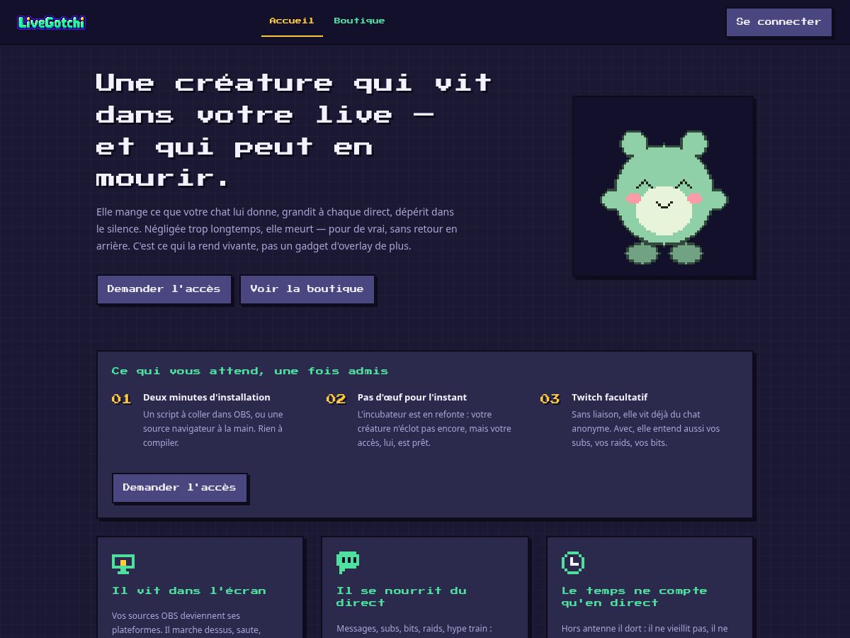 Landing-page snapshot of livegotchi.com